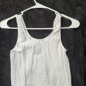 Buckle White Textured Tank Top